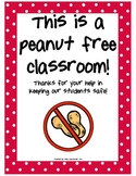 Peanut Free Classroom FREEBIE