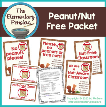 Preview of Peanut Free/Nut Free Poster Packet - Watercolor Woodland Theme