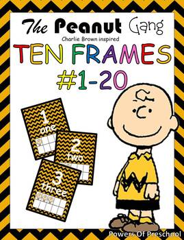 Preview of Ten Frames Numbers 1-20 Snoopy Charlie Brown The Peanuts Gang Theme Inspired