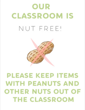 Preview of Peanut + Nut Free Classroom Poster