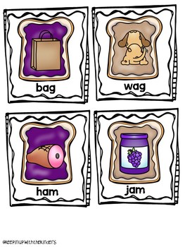 Peanut and Butter Jelly Rhyme Matching Game by Keepin up with the Kinders