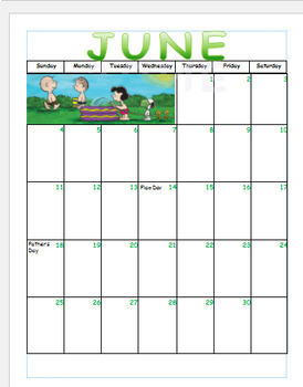 Preview of Peanuts Calendar 2018-2019 School Year