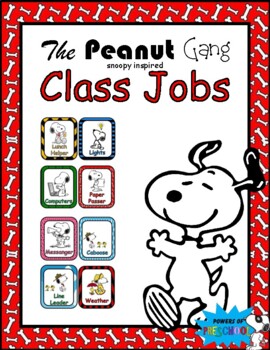 Preview of Class Jobs: Snoopy Charlie Brown The Peanuts Gang Theme Inspired