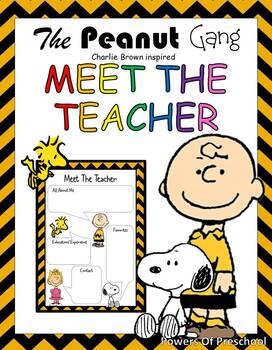 Preview of Meet the teacher Snoopy Charlie Brown The Peanuts Gang Theme Inspired
