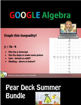 Preview of Pear Deck Algebra 1 Summer School Google Activity Bundle NO PREP Digital