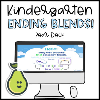 Preview of Pear Deck ™ First grade Ending Blends Phonics Distance Learning