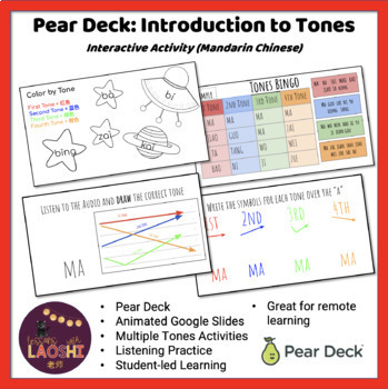 Preview of Pear Deck: Interactive Introduction to Tones (Mandarin Chinese)