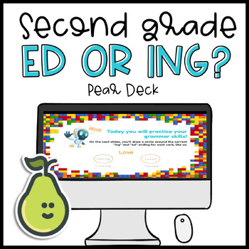 Preview of Pear Deck™ Third Grade -ed -ing Verbs Ending Practice Distance Learning