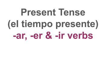 Preview of Pear Deck for Present tense (-ar,-er,-ir regular verbs)
