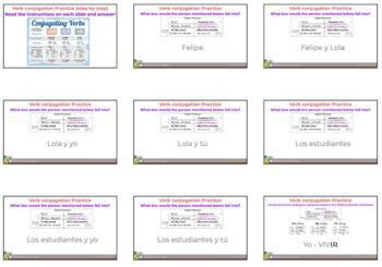 Preview of PearDeck (Spanish 1/2) - Present tense verb conjugations (step by step)-regulars