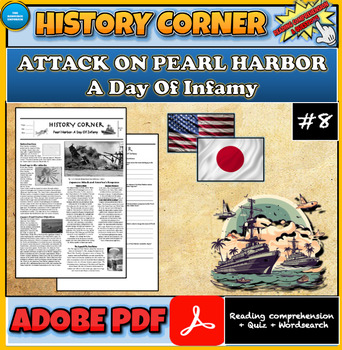 Preview of Pearl Harbor Attack| A Day Of Infamy| Reading Comprehension| Wordsearch