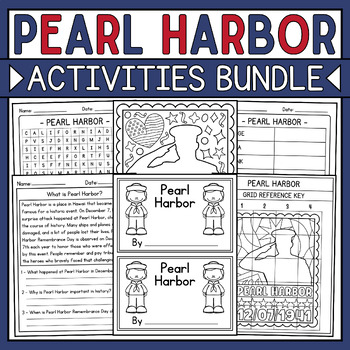 Preview of Pearl Harbor Day Activities Bundle: Coloring Pages, Reading, Games & More