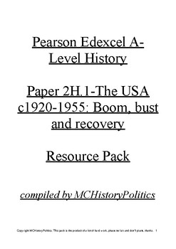 Preview of Pearson Edexcel 2H.1 USA 1920-1955 Resource Pack