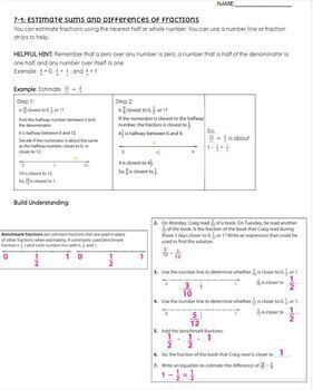Preview of Pearson EnVision: 5th Grade - Topic 7 Add and Subtract Fractions - Cheat Sheet 