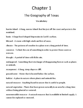 Preview of Pearson My World: We Are Texas Grade 4 Lesson Vocabulary Practice
