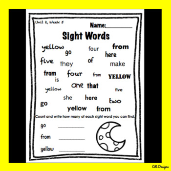 parson kindergarten sight word list