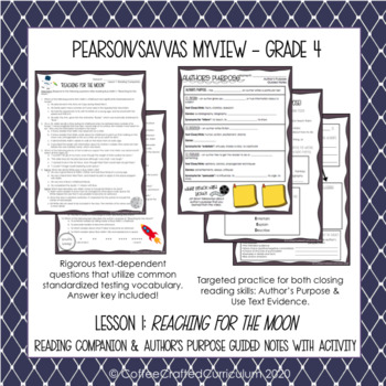 Preview of Pearson/Savvas myView 4th Grade l Lesson 1 "Reaching for the Moon"