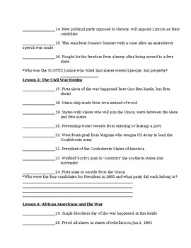 Pearson US History Civil War Vocabulary and Quiz ; United States American