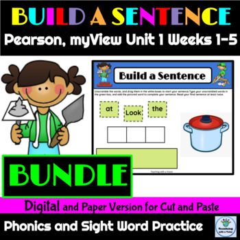 Preview of Sentence Building Activities myView Grade 1 BUNDLE Unit 1 Weeks 1-5 Printable