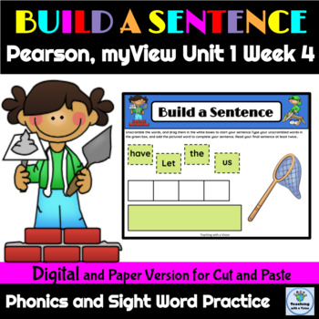 Preview of Sentence Building Activity myView Grade 1 Unit 1 Week 4 Digital & Printable