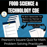 Pearson's Square Math Quiz Problem Solving: FFA Food Scien