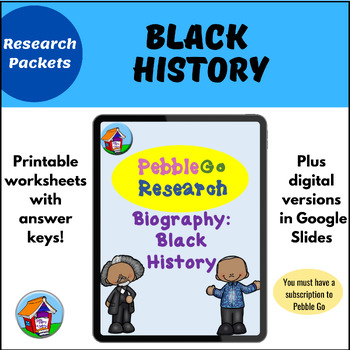 Preview of Pebble Go Biography Black History Research for Google Slides