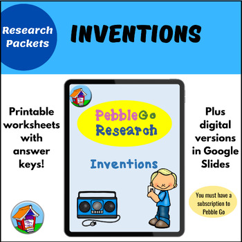 Preview of Pebble Go Inventions Research for Google Slides