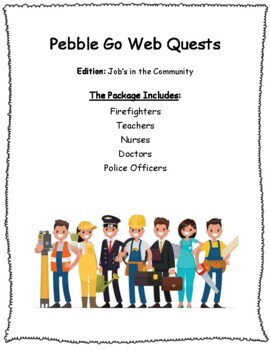 Preview of Pebble Go Web Quest Bundle: Jobs in the Community