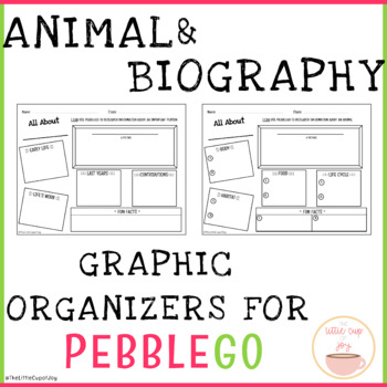 Preview of PebbleGo Funsies Animal and Biography Graphic Organizers