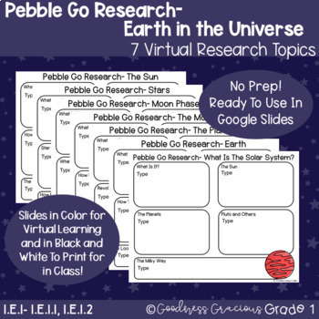 Preview of PebbleGo Earth in the Universe Research- Digital or Printable Science Activities