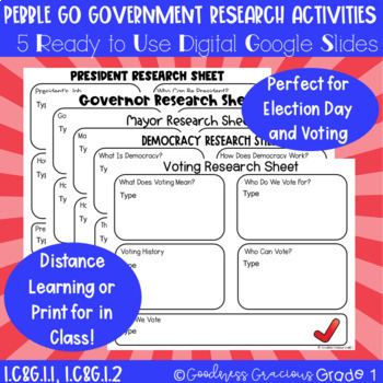 Preview of PebbleGo Election Day, Voting, Government Research Activities