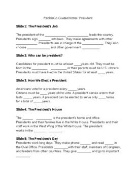 Preview of PebbleGo Guided Notes Branches of Government