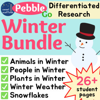 Preview of PebbleGo Winter BUNDLE! Differentiated Research, Reading, and Writing Activities