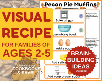 Preview of Pecan Pie Muffin Visual Recipe for Toddlers, Preschool Homeschool Activity