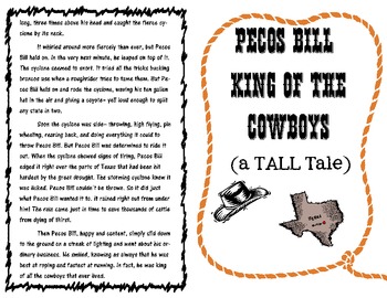 Pecos Bill- Legend and Tall Tale- Texas by Vanessa Crown | TpT