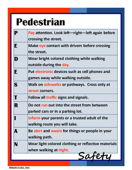 Pedestrian Safety Acrostic Bundle by KidZ Learning Connections | TpT