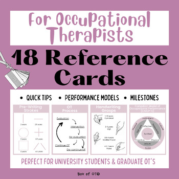 Preview of Pediatric Occupational Therapy Reference Cards: Milestones, Assessments, Models