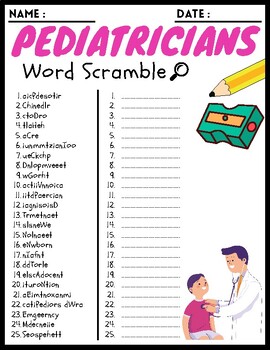 Pediatricians Word Scramble Puzzle Worksheets Activities For Kids