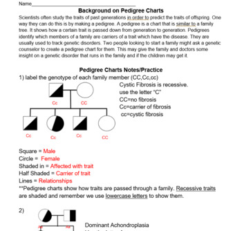 Pedigree Analysis Worksheet Answers / Pedigree Charts The Family Tree