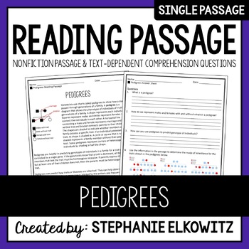 Preview of Pedigrees Reading Passage | Printable & Digital