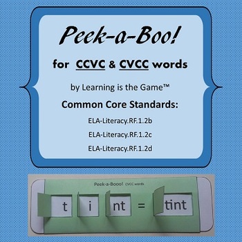 Preview of Peek-a-Boo! for CCVC & CVCC blends ELA-Literacy.RF.1.2