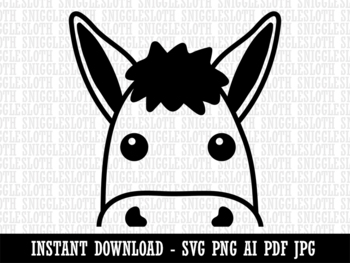 Peeking Donkey Clipart Instant Digital Download AI PDF SVG PNG JPG Files