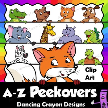 Preview of Peekover Animal Page Toppers - A - Z Alphabet Series
