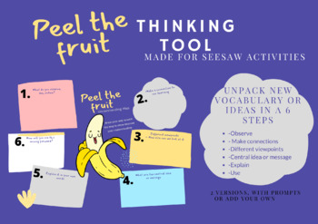 Preview of Peel The Fruit, Thinking Tool made for Seesaw Activities