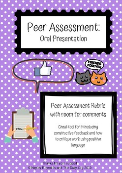 Preview of Peer Assessment Rubric: Oral Presentation
