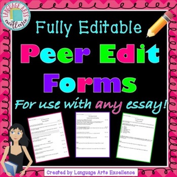 Preview of Peer Edit Forms and Lesson Plan