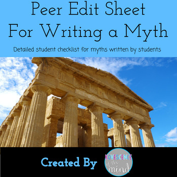 Peer Edit Sheet for Writing a Myth