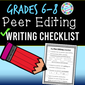 Preview of Peer Editing Checklist - 6th grade, 7th grade, 8th grade - PDF and digial!