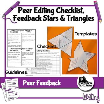 Preview of Peer Editing Checklist and Peer Feedback Stars and Triangles