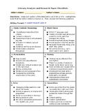 Peer Editing Checklist for Research Essay